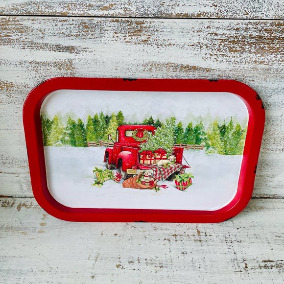 *Red Truck Metal Christmas Tray, 13.5”x9” - Picture 12 of 15